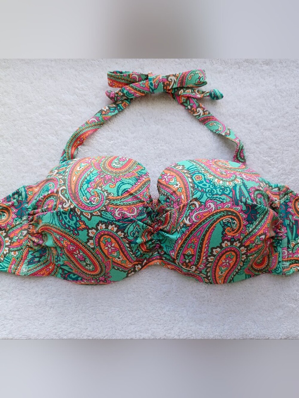 Venice Beach Paisley Bandeau Bikini Top, Size 34DD